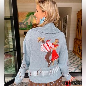 Rodeo Ready DANCE ALONG ZIP UP SWEATER CARDIGAN - BLUE
